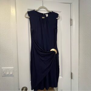 Elegant Navy Dress with Gold Accent